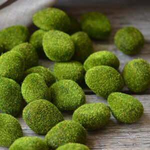 May include: A collection of moss-covered green stones, ideal for adding a touch of nature to your home decor.