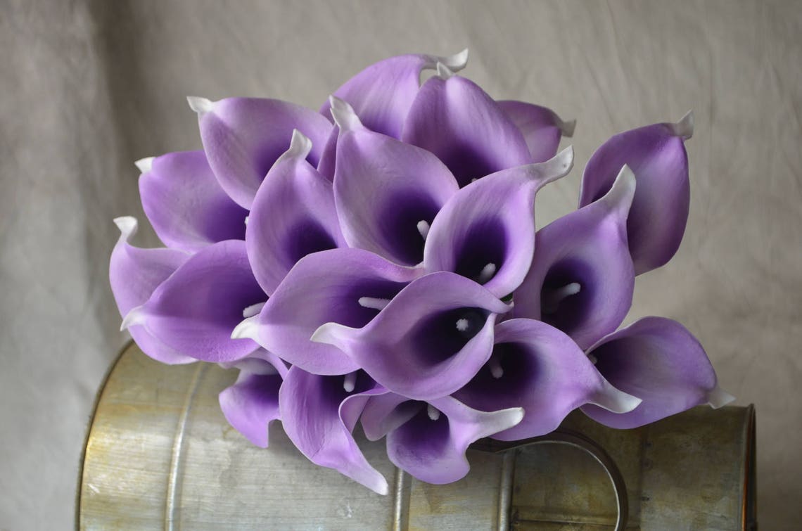 10 Lavender Purple Picasso Calla Lilies Real Touch Flowers DIY - Etsy