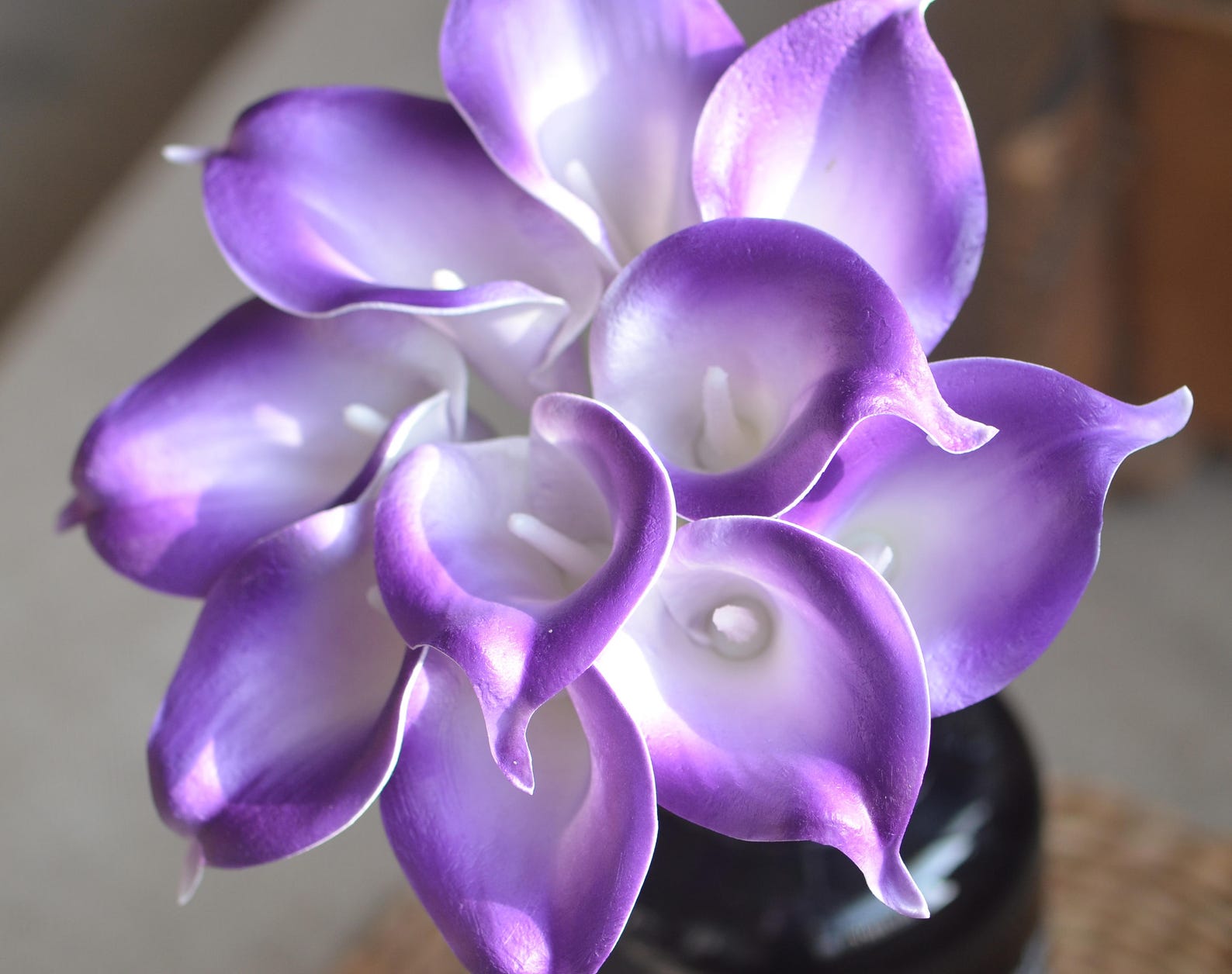 Purple White Calla Lilies Real Touch Flowers DIY Silk Wedding Etsy