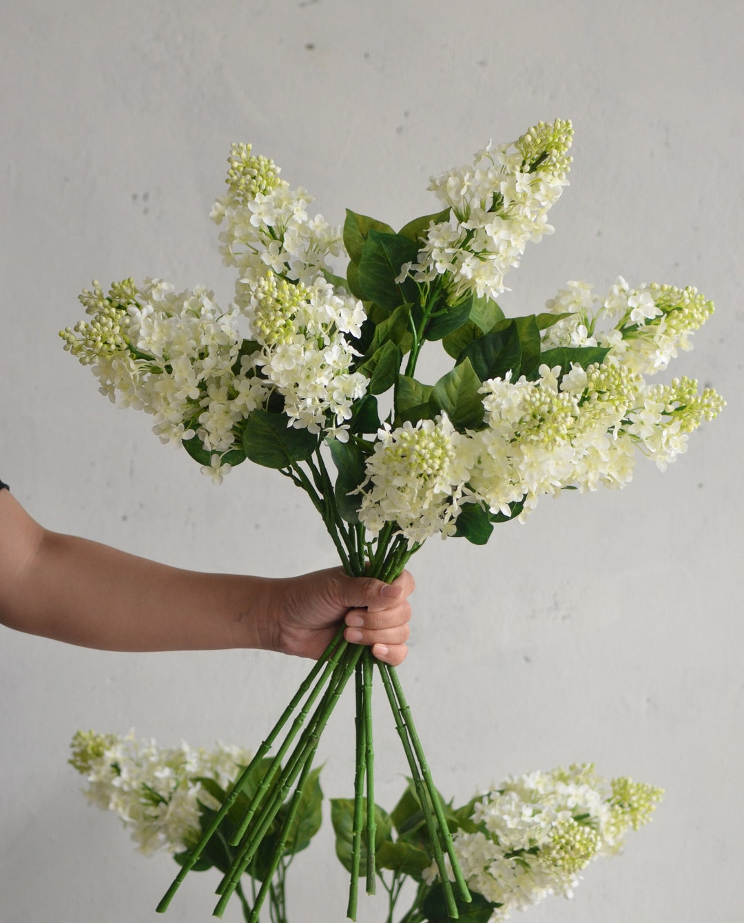 24.4 Faux Lilac Flower Branchcream White, Highquality Artificial