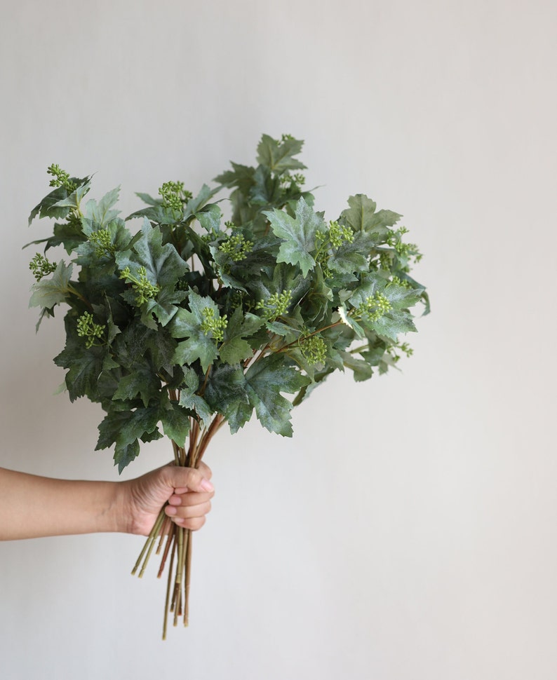 Branche de feuille d'érable artificielle de 20,5 pouces, Plante artificielle, Verdure printemps-été automne, Décoration de mariage/maison, Fleurs à faire soi-même image 4