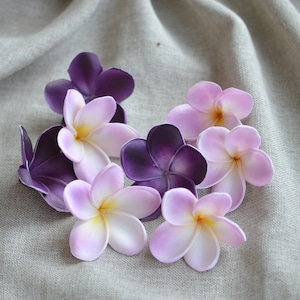 Real Touch Purple Lilac Artificial Frangipani Plumerias flower heads for cake decoration and DIY wedding bouquets