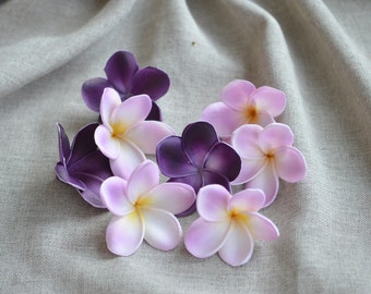 Real Touch Purple Lilac Artificial Frangipani Plumerias flower heads for cake decoration and DIY wedding bouquets