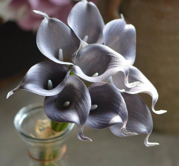 Gray Calla Lilies Real Touch Flowers DIY Calla lilies Wedding Bouquets  Centerpieces