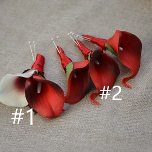 Dark Red Bridal Bouquet Real Touch Calla Lilies Roses - Etsy