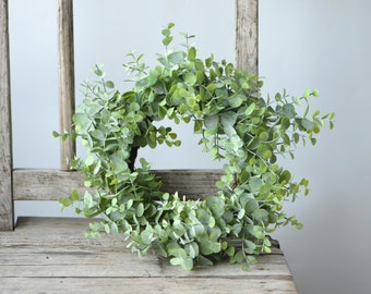 Frosted Eucalyptus Wreath, Candle Wreath, Wedding Centerpieces, Mini Farmhouse Wreath, Artificial Eucalyptus