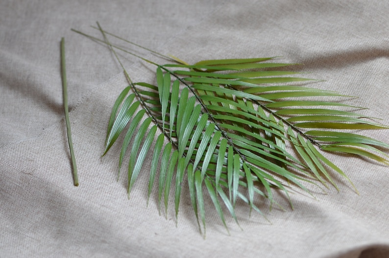 Feuille de palmier Artificielle Areca Feuilles de palmier fausses feuilles tropicales Plam Décorations Mariage Verdure image 7