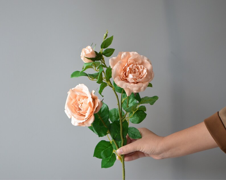 3 Heads Dusty Blue Real Touch Faux Roses DIY Florals Supply Etsy