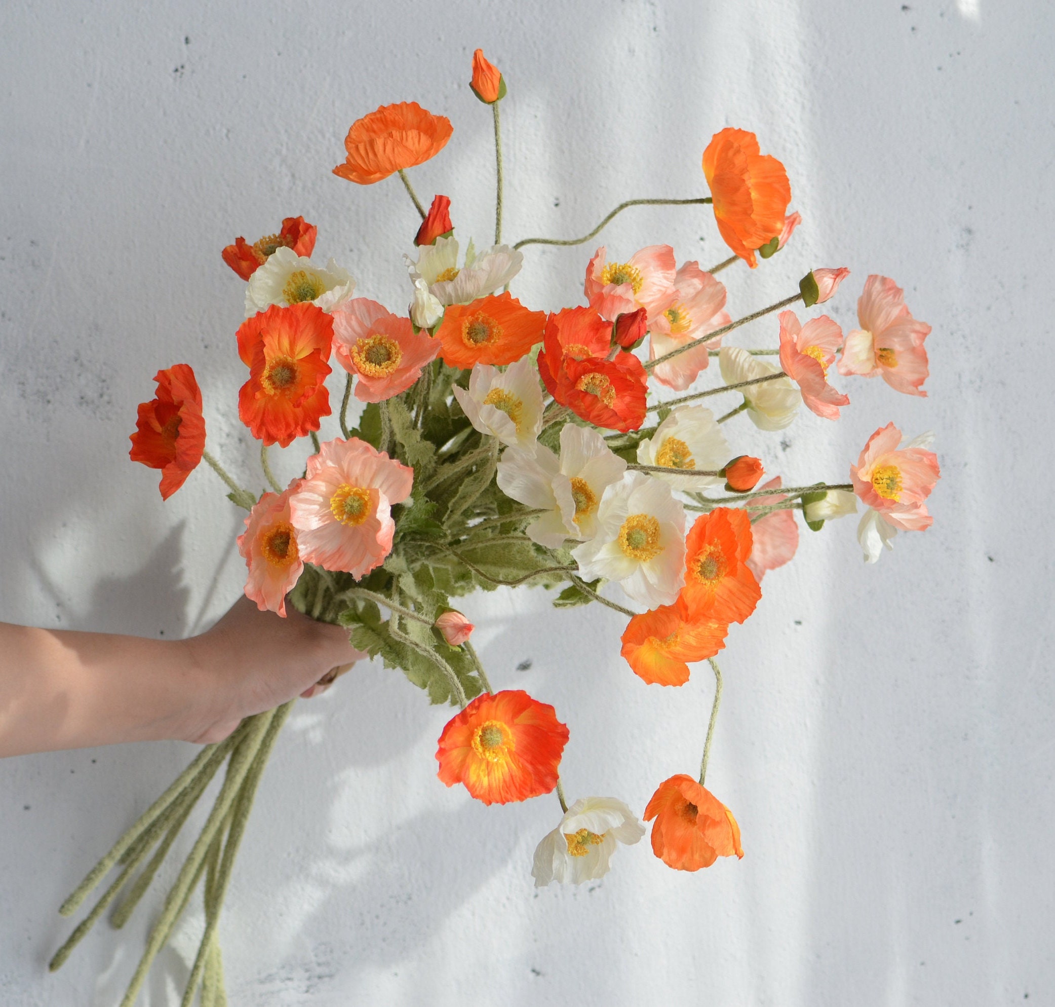 4 Heads Faux Poppy Flowers 23.5 Silk Flower Poppy Branch DIY Florals centerpieces Wedding home kitchen office Decorations gifts for Her Etsy