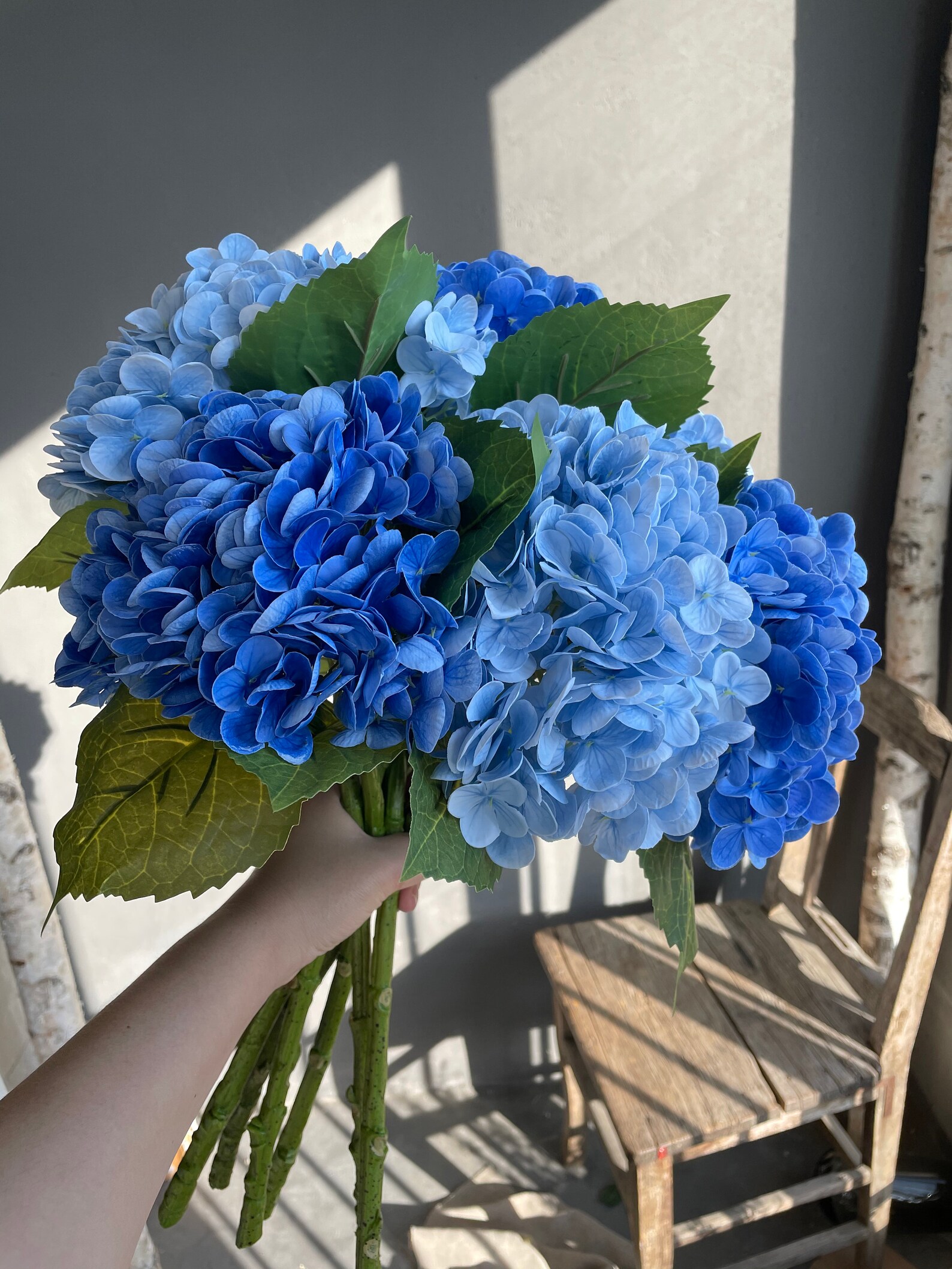 Blue Hydrangea Real Touch Hydrangeas Light Blue Artificial Etsy