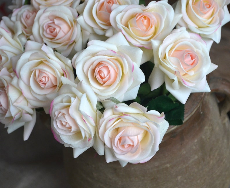 Light Blush Roses Real Touch Flowers Silk Roses DIY Wedding Flowers Silk Bridal Bouquets Wedding Centerpieces