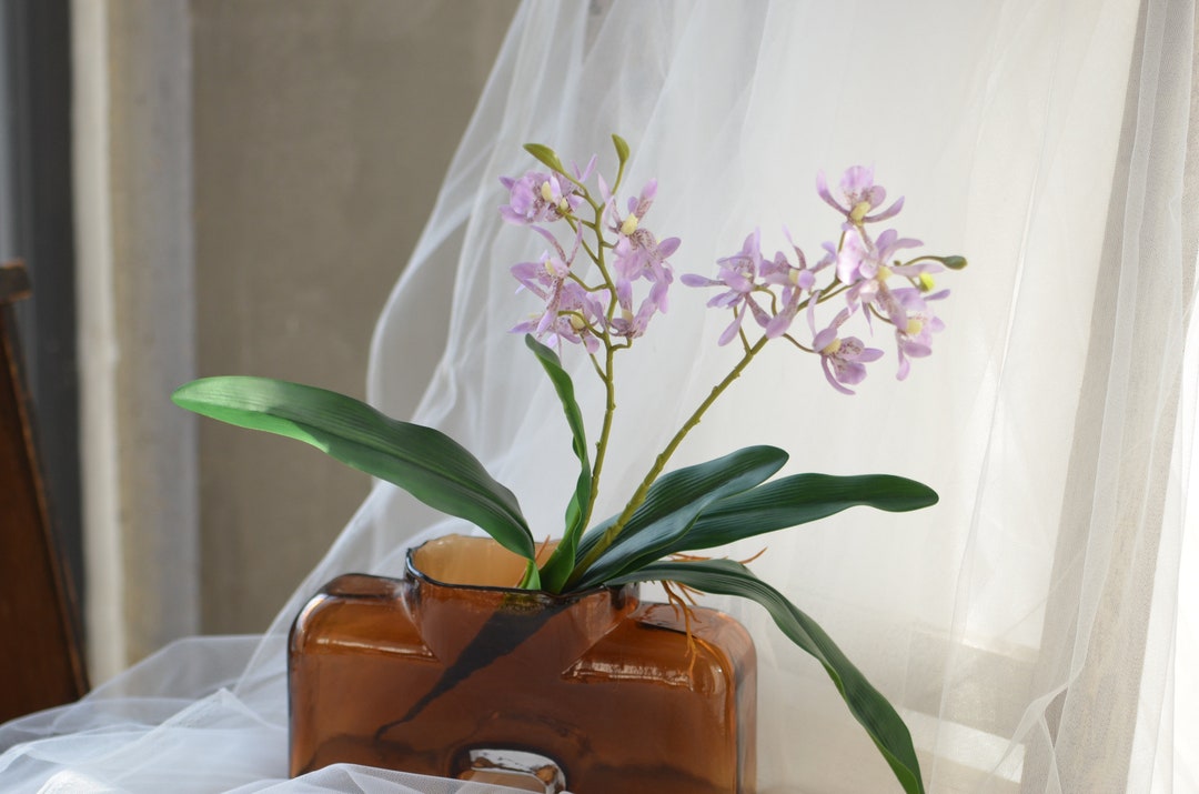 Faux Orchid Stems With Leaves Real Touch Flowers Artificial Etsy