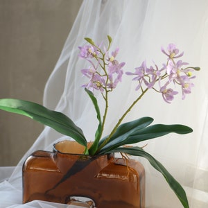 Faux Orchid Stems With Leaves, Real Touch Flowers, Artificial Orchids, Home Decor Flowers, Wedding Decor Orchid Flowers, Purple, Yellow Pink