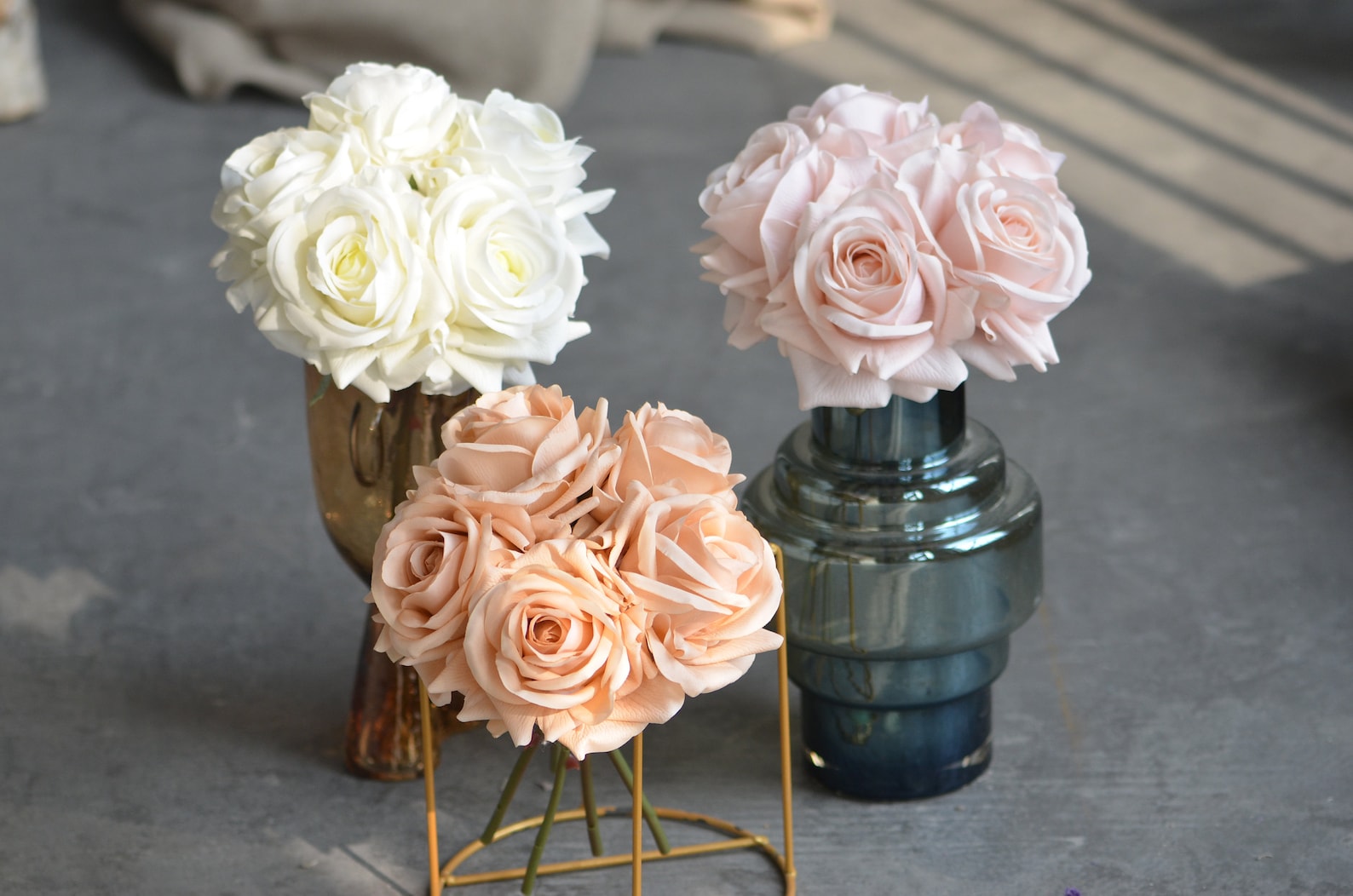 5 Stems Real Touch Rose Bundle, Rose Arrangement, Small Table ...