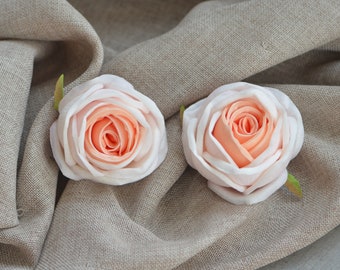 Peach Pink PU Rose Head, Real Touch Roses, DIY Wedding Cake Toppers, Wedding Flowers