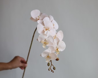 35" Fake Orchids in Champagne, Artificial Phalaenopsis Orchids Stem, DIY Office/Wedding/Home/Holiday/Kitchen Decorations, Mum Gifts for Her