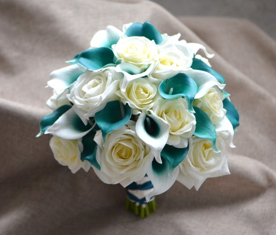 Bouquet Di Fiori Artificiali Di Crisantemi E Rose Per Composizione In Vaso Da 32 Cm Blu 90711948