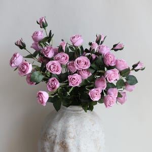 6 Heads Tall Real Touch Small Rose Branch in Dusty Pink, High-Quality Artificial Flowers, DIY Floral | Wedding/Home Decorations