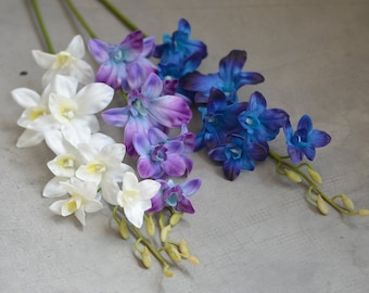 Lavender Aqua White Orchids Real Touch Thailand Orchids Turquoise Purple Orchids DIY Centerpieces Bridal Bouquets Wedding flowers