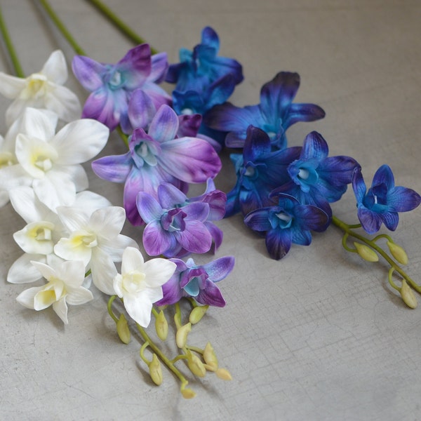 Lavender Aqua White Orchids Real Touch Thailand Orchids Turquoise Purple Orchids DIY Centerpieces Bridal Bouquets Wedding flowers