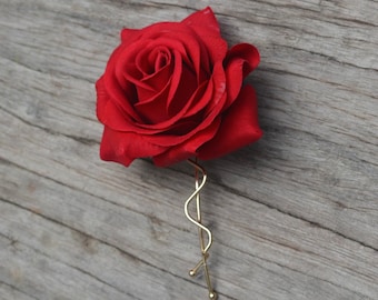 4pcs Wedding Flower Hair Clip-Real Touch Red Rose Hair Clip, Rose Hair Clips, Bridal Hair Flower, Flower Girl Hair Pin