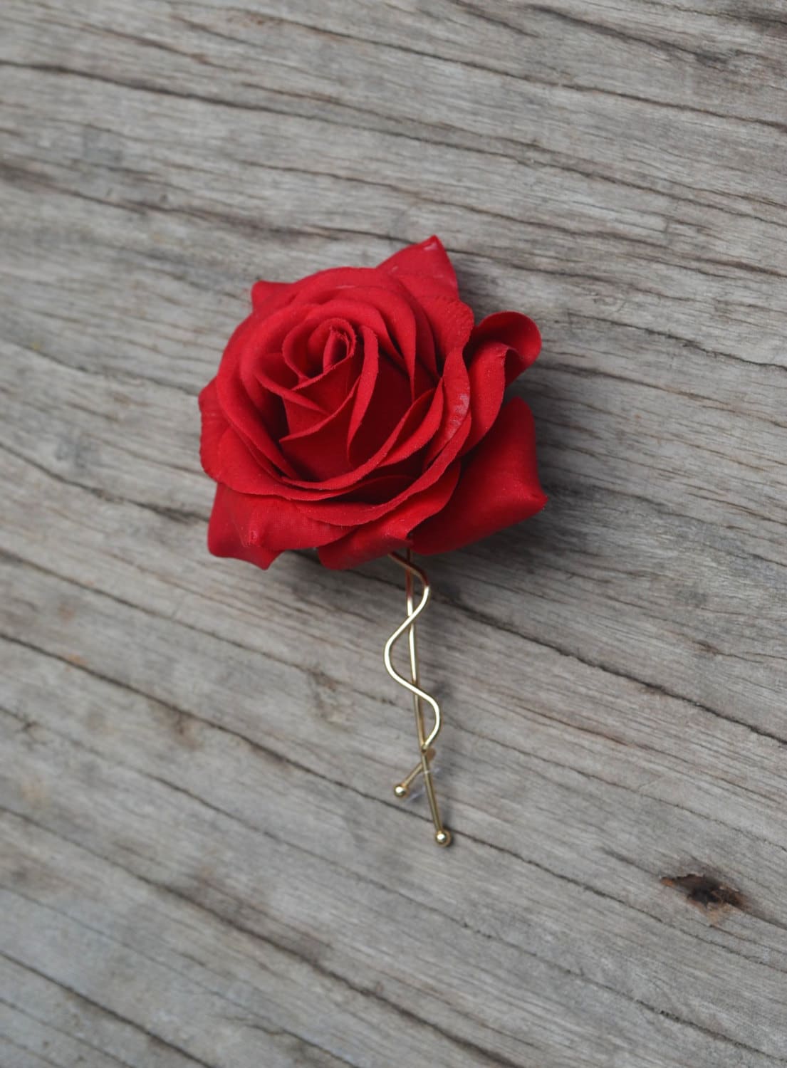Red Rose Silk Flower Hair Clip 4 Inches Handmade Prom Pageant Bridal Wedding 
