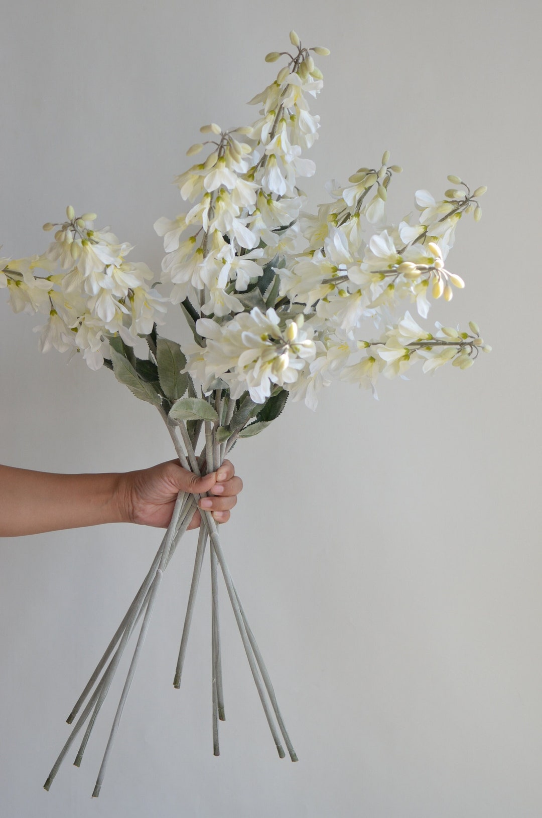 31.5 Fake White Flowers Ridderspoor Branch, Realistic Fake Delphinium