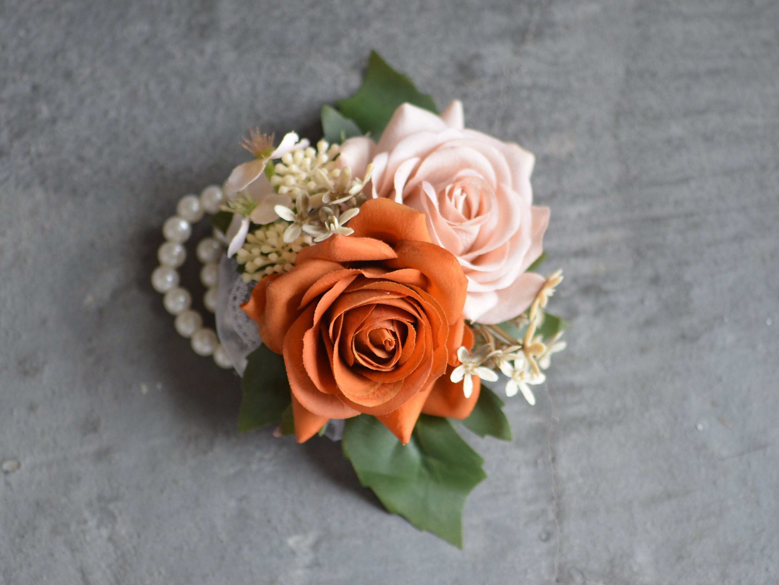 CherishedMoments Brautstrauß Aus Seide – Gebranntes Orange, Tropfenform, Mit Chiffonband, Für Hochzeit & Fotoshooting