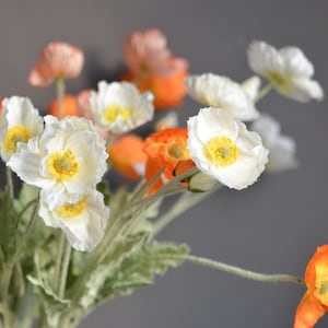 4 Heads Artificial Poppy Flowers, Multi Colors, Realistic Faux Flower, DIY Floral, Wedding/Home/Kitchen Decorations | Gifts