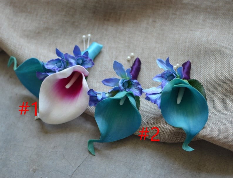 Blue Purple Orchids Bouquets Fake Flowers Hot Pink Lilies Etsy
