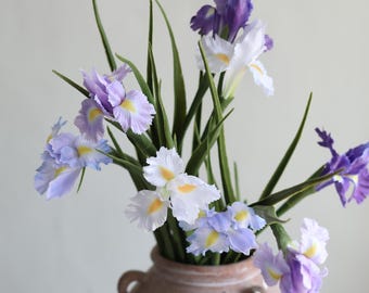 26.3" Faux Iris Flower Stem: White, Blue, Purple Floral DIY Decor