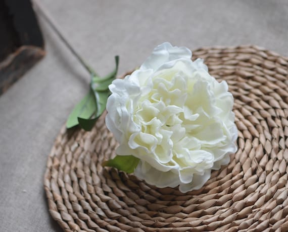 Ivory Peony Stem, Real Touch PU Flower, DIY Bouquet-Artificial flower