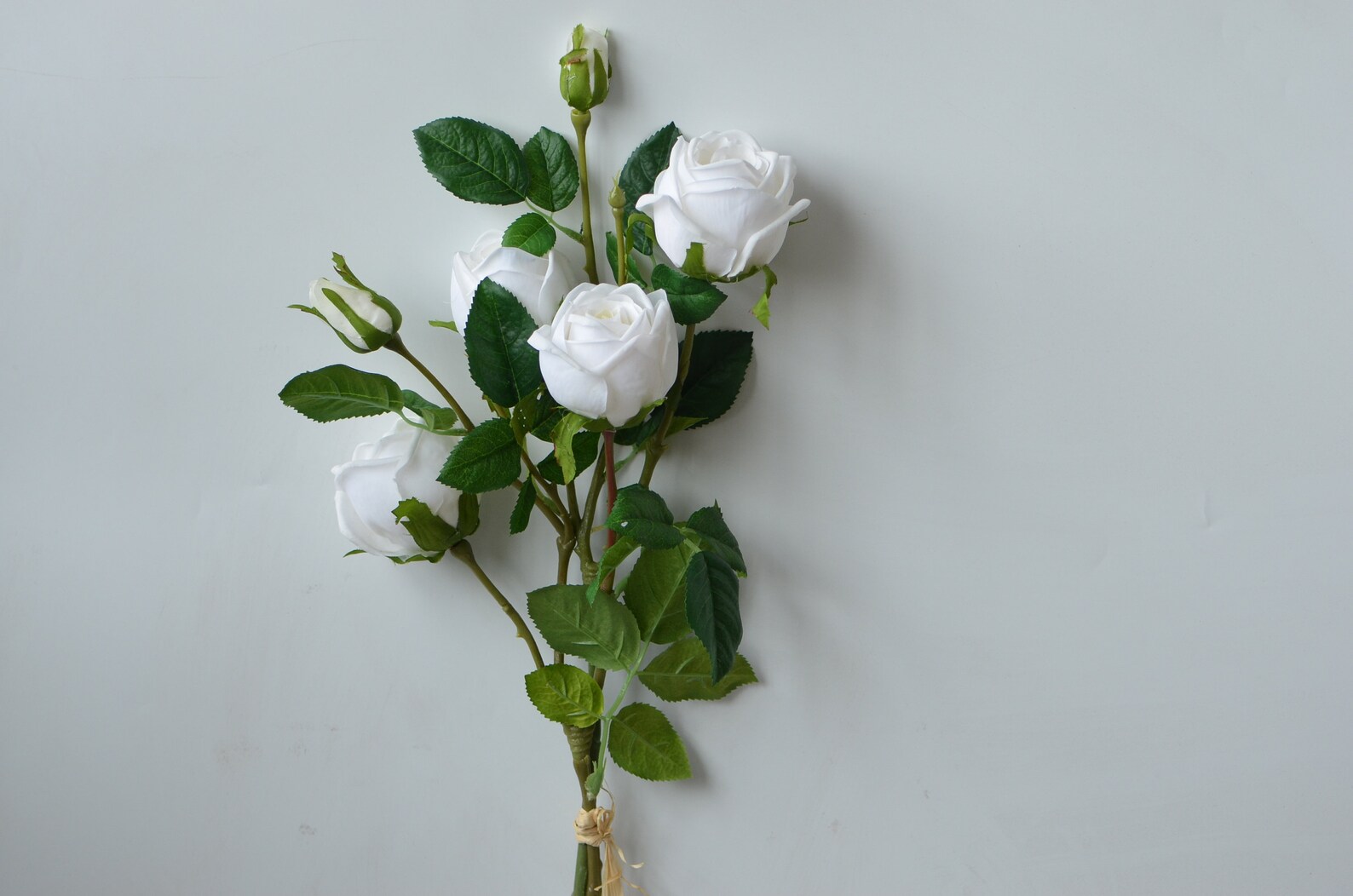 6 Heads White Real Touch Rose Bundle Artificial Silk Roses Etsy