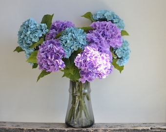 20" Luxry Realistic Hydrangea Artificial Flowers- Blue Purple Faux Real Touch Hydrangea, DIY Floral, Wedding/Home/Kitchen Decorations |Gifts