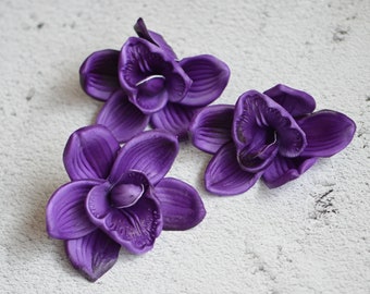 Real Touch Purple Orchid Blooms DIY Cake Toppers Decoración Flores Wedding Flowers