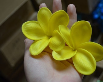 Natural Real Touch Yellow Artificial frangipani Plumeria flower head