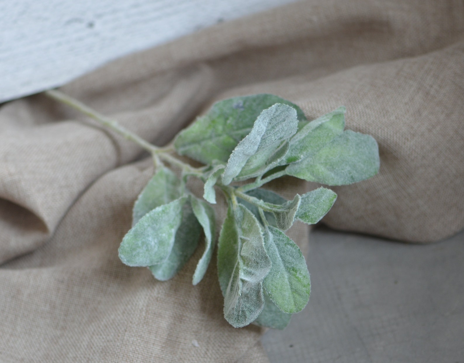 Lambs Ear Flocked Leaves Artificial Greenery Dusty Miller Etsy