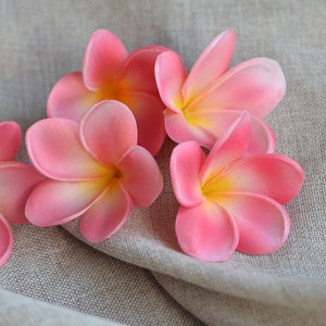 Plumerie rosa corallo, frangipani Real Touch, teste di fiori artificiali, decorazioni per torte fai da te e bouquet nuziali