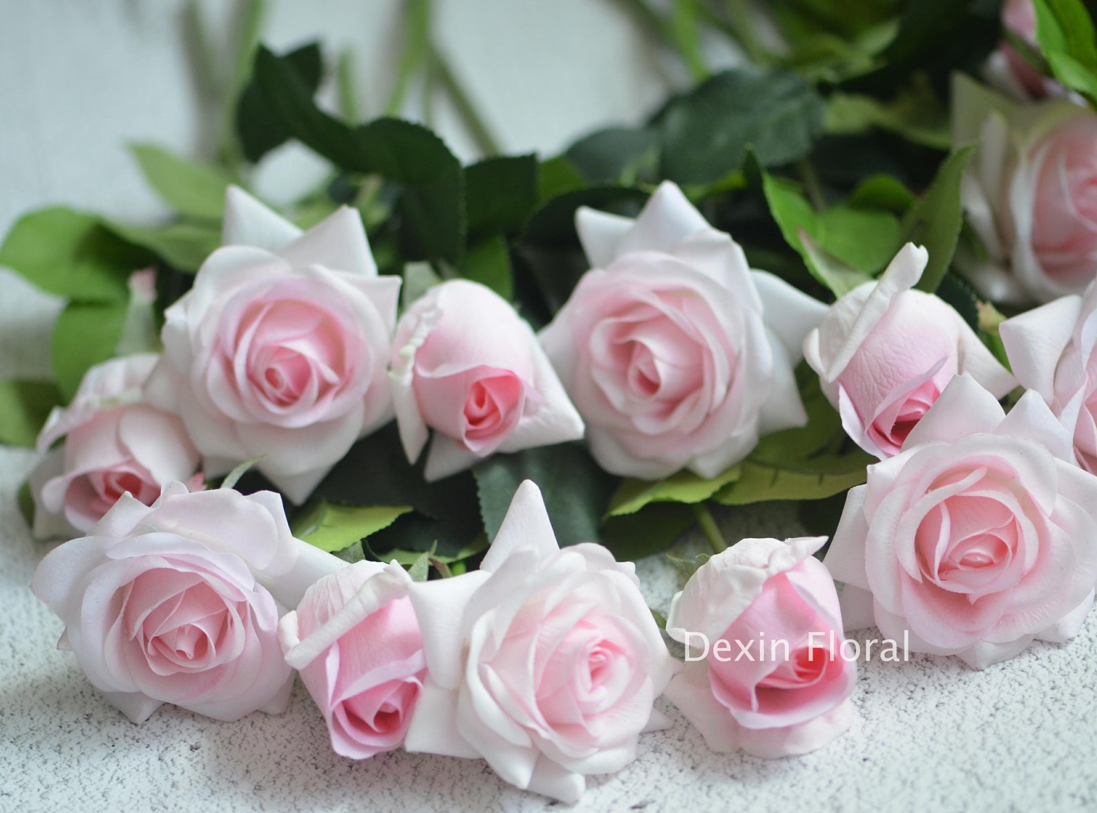 Real Touch Pale Pink Roses Buds Silk Roses DIY Wedding Flowers Silk ...