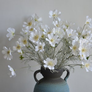 23.5&quot; White Artificial Cosmos Flowers Branch, Faux Summer Wild Flower, Fake Flowers Centerpieces | DIY Floral | Wedding/Home Decoration Gift