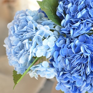 20" Real Touch Blue Hydrangea Stem, High Quality Artificial Flower | DIY Florals Supply | Wedding/Home/Kitchen Decoration | Gifts image 3