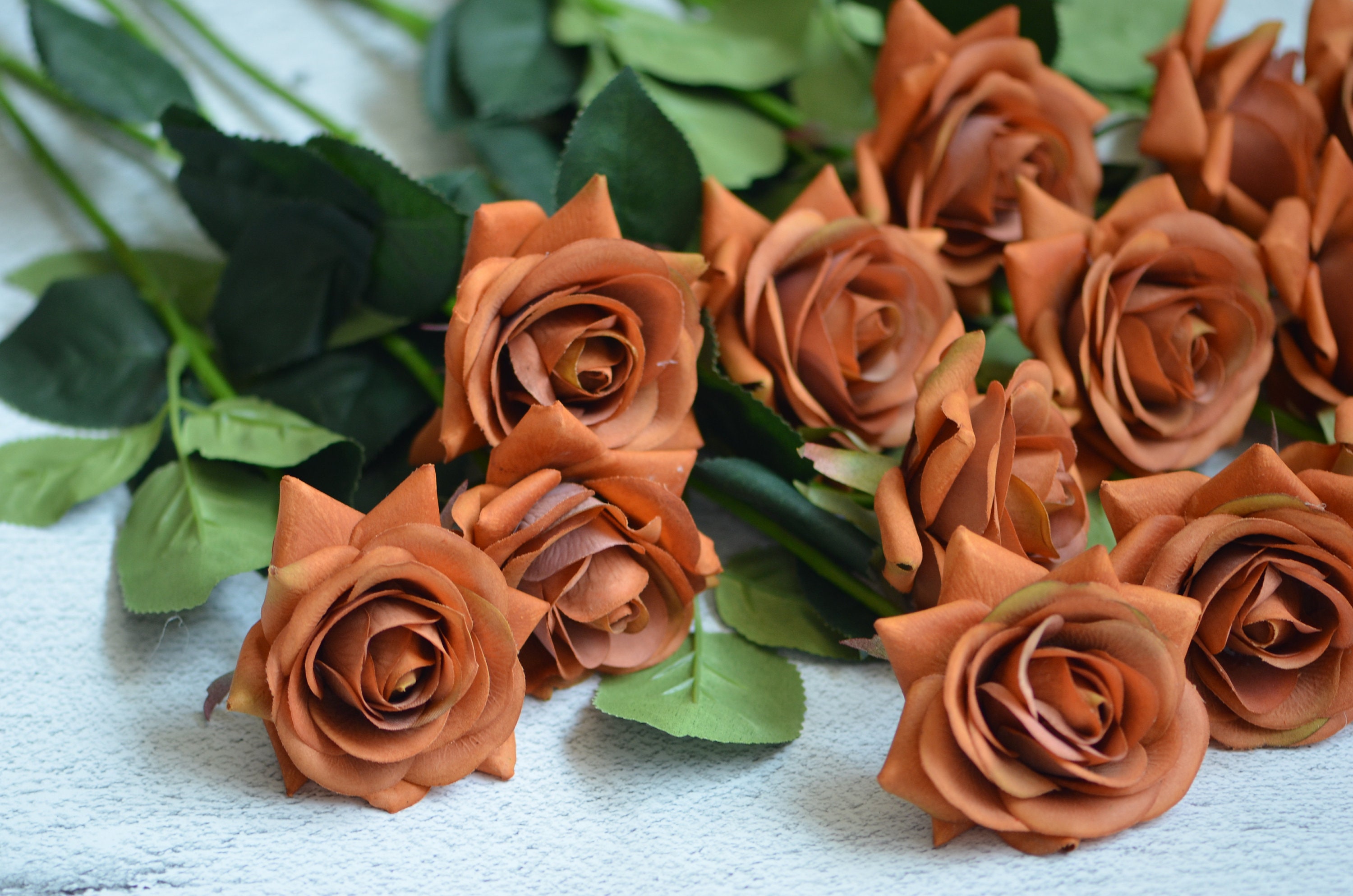 Burnt Orange Real Touch Silk Roses DIY Silk Bridal Bouquets Etsy