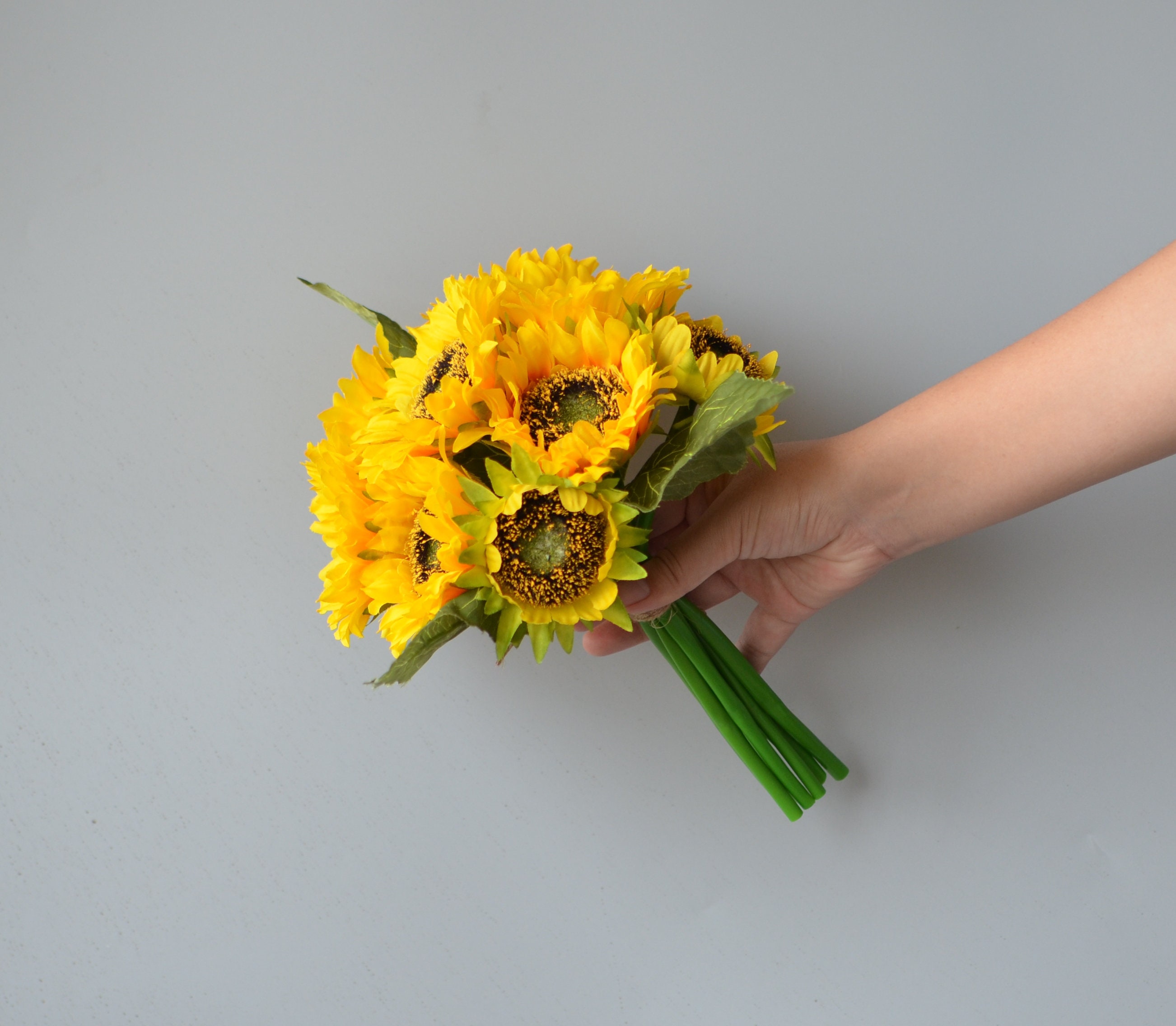 100 X  Sunflower Artificial Silk Flower Heads DIY Bud Party Wedding Home Decor 