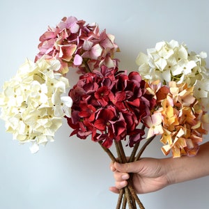 Ortensie secche di seta, ortensie artificiali, centrotavola vintage, bouquet da sposa in seta fai da te