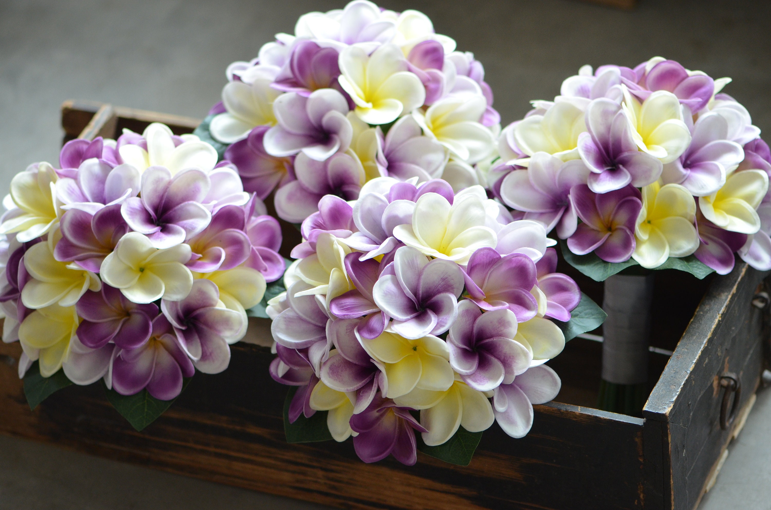 Lavender Real Touch Tropical Plumeria Bouquets Ivory Yellow Etsy