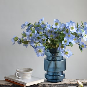 17.5&quot; Fake Helleborus Flowers Branch- Blue, Artificial Blooms Branch, DIY Florals Arrangement, DIY Wedding/Home Decorations, Gift For Her