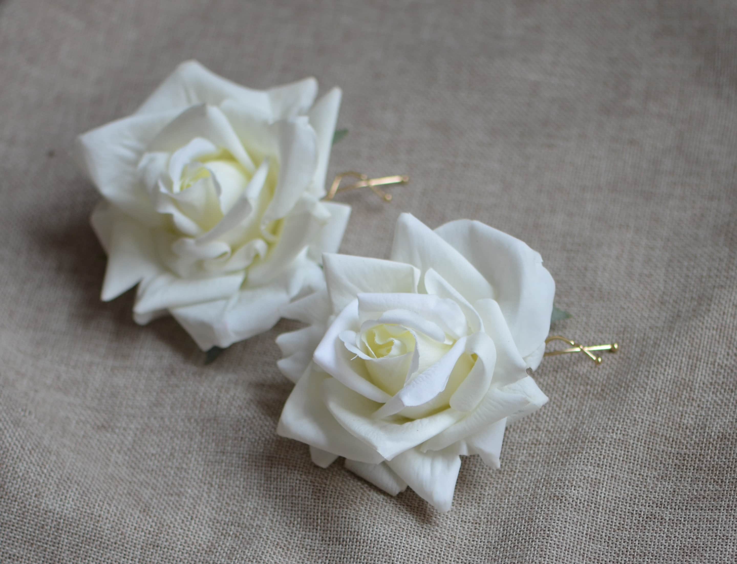 Buy Wedding Flower Hair Clip-real Touch White Rose Large Hair Online in  India - Etsy