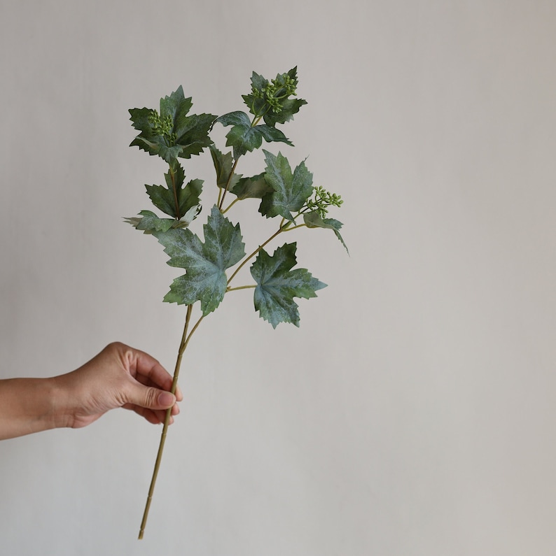 Branche de feuille d'érable artificielle de 20,5 pouces, Plante artificielle, Verdure printemps-été automne, Décoration de mariage/maison, Fleurs à faire soi-même image 2