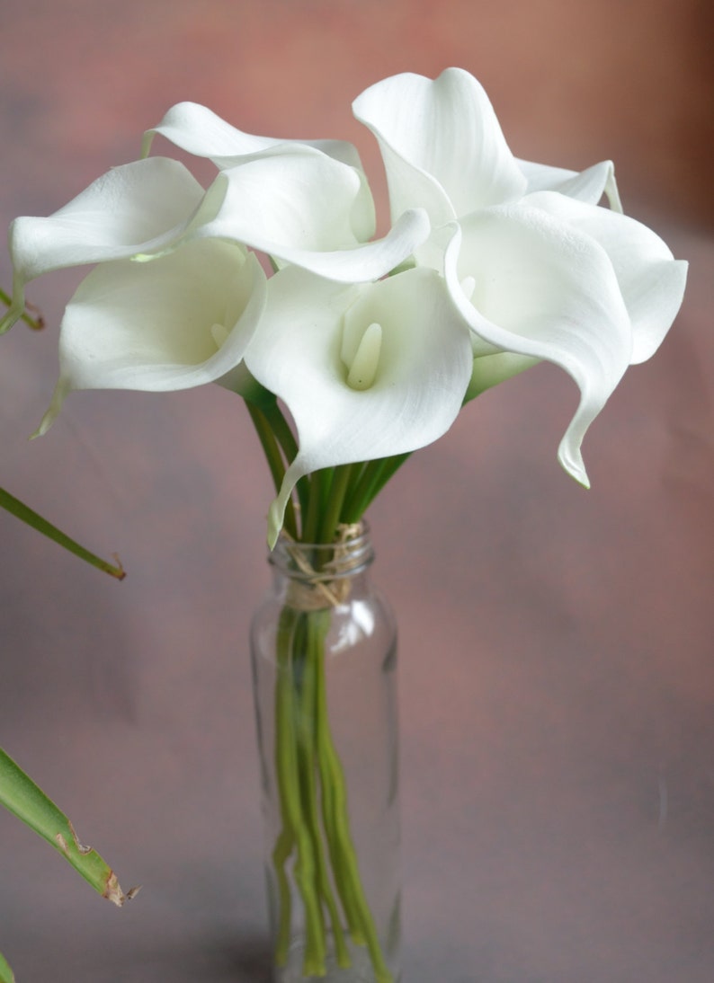 9 Stems Real Touch White Ivory Calla Lilies, Faux Flowers, Wedding Home Decorations, DIY Florals Bouquets, Cream White image 8