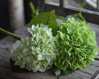 Tallo de Hortensia verde enorme de tacto Real de 20 ", flor Artificial realista de lujo, Floral DIY, decoraciones de boda/hogar/cocina/regalos